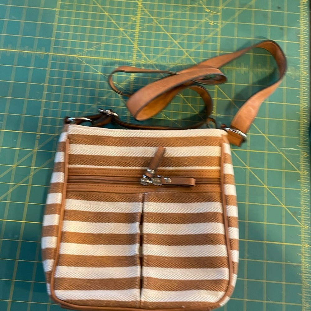Cute brown and white stripe crossbody